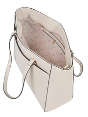 Elle Embossed Tote Bag In Cream