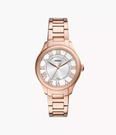 Fossil Ladies Gilmore Three-Hand Date Stainless Steel Watch In Rose Gold