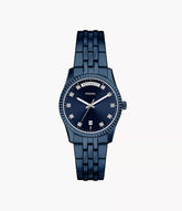 Fossil Ladies Scarlette Three-Hand Stainless Steel Watch In Navy
