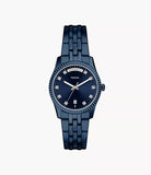 Fossil Ladies Scarlette Three-Hand Stainless Steel Watch In Navy