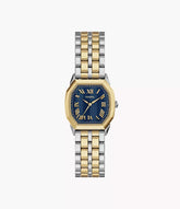 Fossil Ladies Harlow Three-Hand Two-Tone Stainless Steel Watch In Blue
