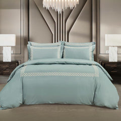 Egyptian Cotton Co Elle Duvet Cover In Duck Egg