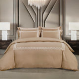 Egyptian Cotton Co Elle Duvet Cover In Stone