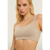 Freddy Womens Knitted Seamless Sport Top In Beige