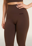 Freddy Ladies Knitted Seamless 7/8 Leggings High Waist In Brown