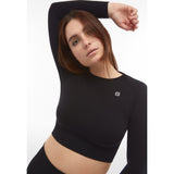 Freddy Womens Knitted Long Sleeved Crop Top In Black