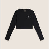 Freddy Womens Knitted Long Sleeved Ribbed Crop Top In Black