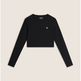 Freddy Womens Knitted Long Sleeved Ribbed Crop Top In Black