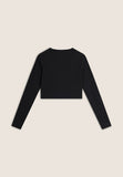 Freddy Womens Knitted Long Sleeved Ribbed Crop Top In Black