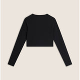 Freddy Womens Knitted Long Sleeved Ribbed Crop Top In Black