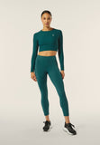 Freddy Womens Knitted Long Sleeved Ribbed Crop Top In Dark Sea