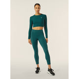 Freddy Womens Knitted Long Sleeved Ribbed Crop Top In Dark Sea