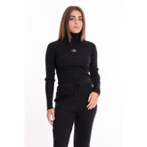 Calvin Klein Womens Badge Roll Neck Sweater In Black