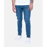 Fade Essential Mens Mid Wash Slim Tapered Jeans In Blue