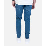 Fade Essential Mens Mid Wash Slim Tapered Jeans In Blue