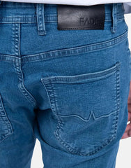 Fade Essential Mens Mid Wash Slim Tapered Jeans In Blue