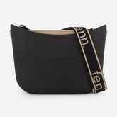 Fenn Beige On Black Handle Tote Bag In Black