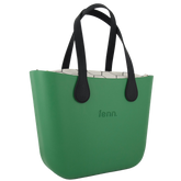 Fenn Gold Zip Black Handle Tote Bag In Green