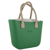 Fenn Gold Zip Beige Handle Tote Bag In Green