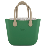 Fenn Gold Zip Beige Handle Tote Bag In Green