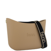 Fenn Gold Zip On Black Canvas Tote Bag In Beige