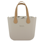Fenn Light Tan Print Handbag In Mushroom