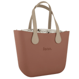 Fenn Beige Handle Handbag with Gold Zip In Tan