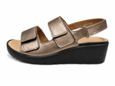 Froggie Ladies Lea Metallic Sandals In Lead Metalic