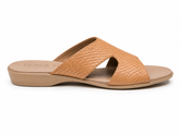 Froggie Ladies Lea Waxy Slippers In Tan
