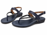 Froggie Womens Lea Waxy 1 Sandal In Navy