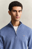 Gant Mens Classic Cotton Halfzip Top In Blue