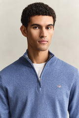 Gant Mens Classic Cotton Halfzip Top In Blue