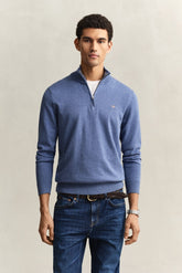 Gant Mens Classic Cotton Halfzip Top In Blue