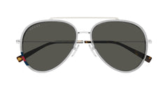 Gucci Black Lens Unisex Sunglasses In Silver