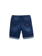 Guess Boys Denim Jeans Short With Rip Dark Wash
