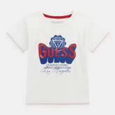 Guess Boys Printed Logo T-Shirt In White
