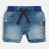 Guess Boys Denim Pull-On Shorts In Mid Wash