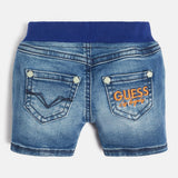 Guess Boys Denim Pull-On Shorts In Mid Wash