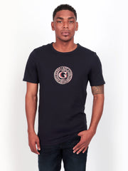 Guess Mens Short Sleeves Cn G Round Logo T-Shirt In Blue