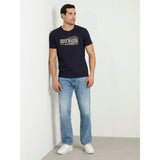 Guess Mens Short Sleeves Cn Box Logo T-Shirt In Navy