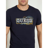 Guess Mens Short Sleeves Cn Box Logo T-Shirt In Navy