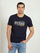 Guess Mens Short Sleeves Cn Box Logo T-Shirt In Navy
