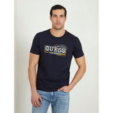 Guess Mens Short Sleeves Cn Box Logo T-Shirt In Navy