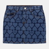 Guess Kids All Over Heart Denim Mini Skirt Mid Wash