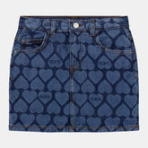 Guess Kids All Over Heart Denim Mini Skirt Mid Wash
