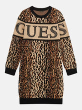 Guess J4Bk17Z3I50 Kids Ls Sweater Dress Leopard