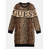 Guess J4Bk17Z3I50 Kids Ls Sweater Dress Leopard