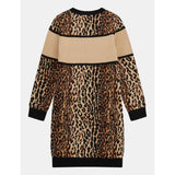 Guess J4Bk17Z3I50 Kids Ls Sweater Dress Leopard