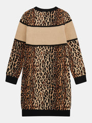 Guess J4Bk17Z3I50 Kids Ls Sweater Dress Leopard