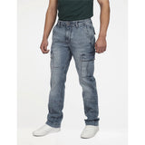 Guess Mens Regular Straight Cargo Jeans In Medium Wash